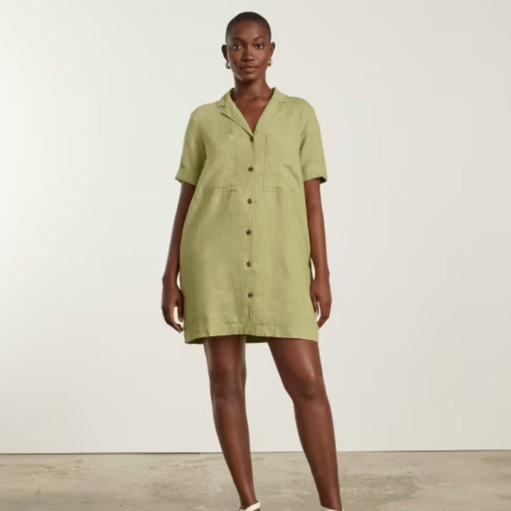 EUC Everlane Linen Workwear Dress - Leek - Size XL
